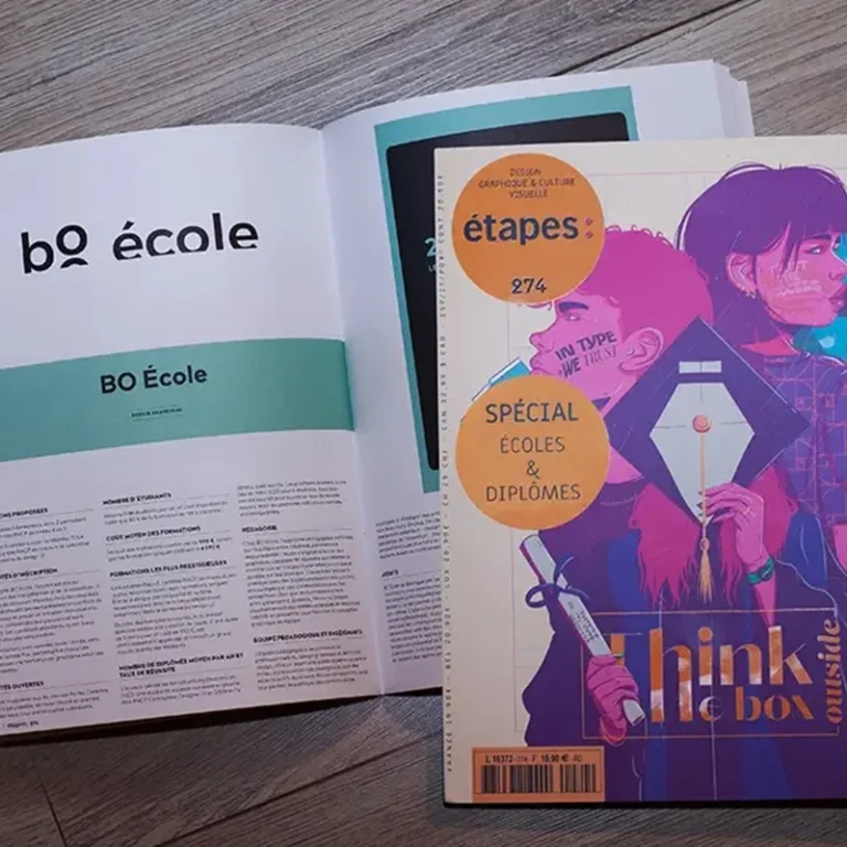Couverture du numéro spécial d’Étapes Magazine dédié aux écoles de graphisme.