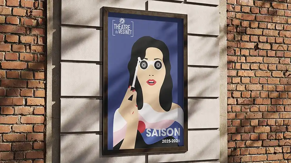 Création d'affiche culturelle pour le Théâtre du Vésinet, réalisée par Sandra lors de sa formation de graphiste.